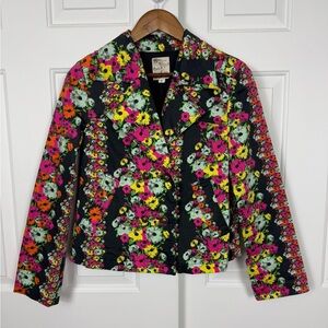 Tulle‎ Anthropologie Multicolor Floral Blazer Jacket Women’s Size Small